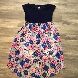 Blue and pink floral dress for kids
